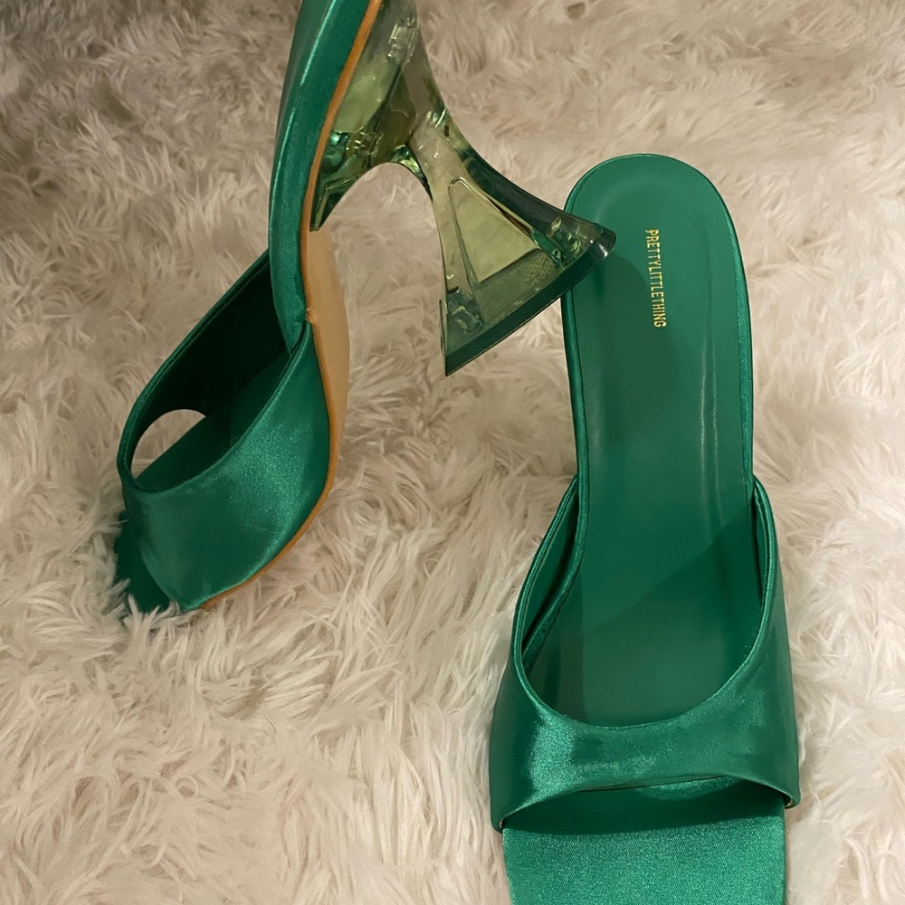 PrettyLittleThing Emerald Green Heeled Sandals